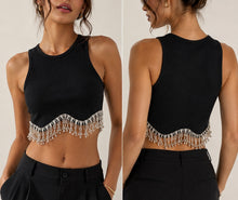Load image into Gallery viewer, Black sparkly crop top
