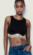 Load image into Gallery viewer, Black sparkly crop top
