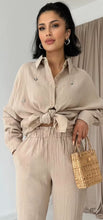 Load image into Gallery viewer, Embellished two piece beige set
