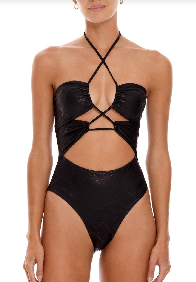 Boamar black snake print one piece