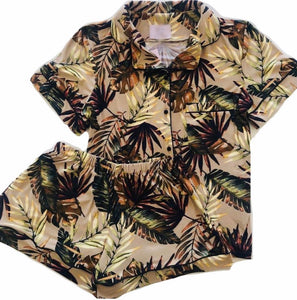 Sleepwear Brown Tropical Short Set